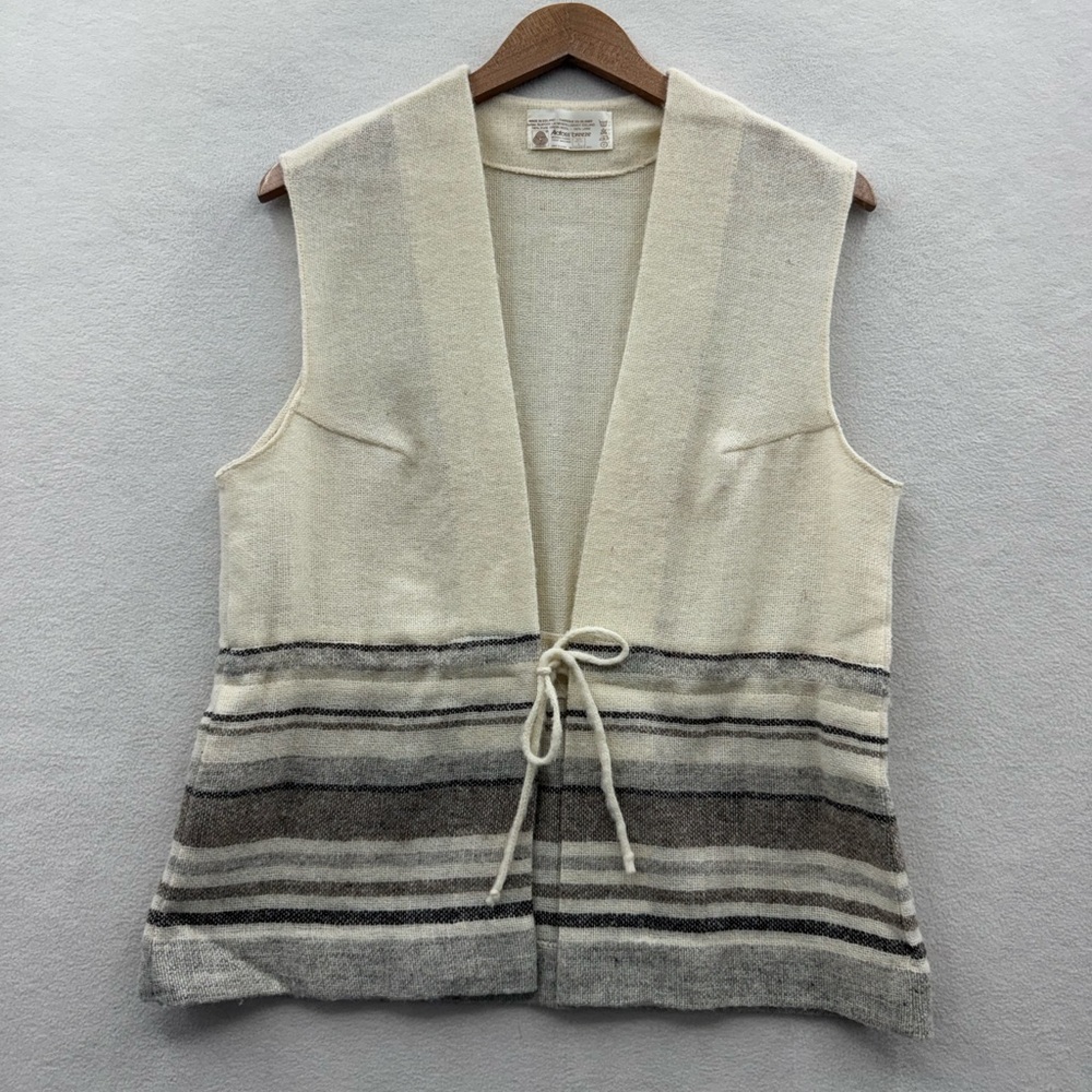 Alafoss Icewool Wool Vest Womens Large Tie Nordic Striped